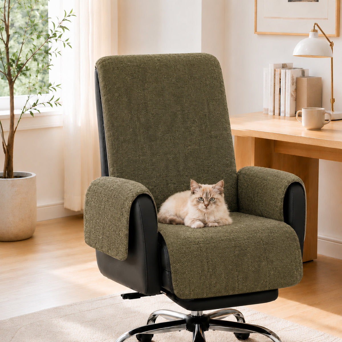 One-Piece Chenille Scratch-Resistant Durable Water-Repellent Non-Slip Recliner Chair Covers