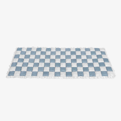 Cream-colored Large Plaid Square Fuzzy Pet Dog Mat Bed Sectional Couch Cover