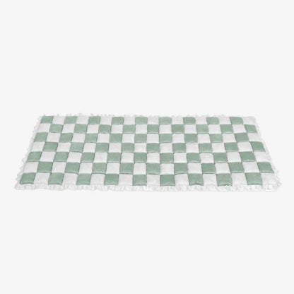 Cream-colored Large Plaid Square Fuzzy Pet Dog Mat Bed Sectional Couch Cover
