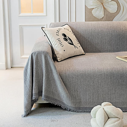 Cream Chenille Textured Pet-Friendly Anti-Scratch Throw Couch Cover