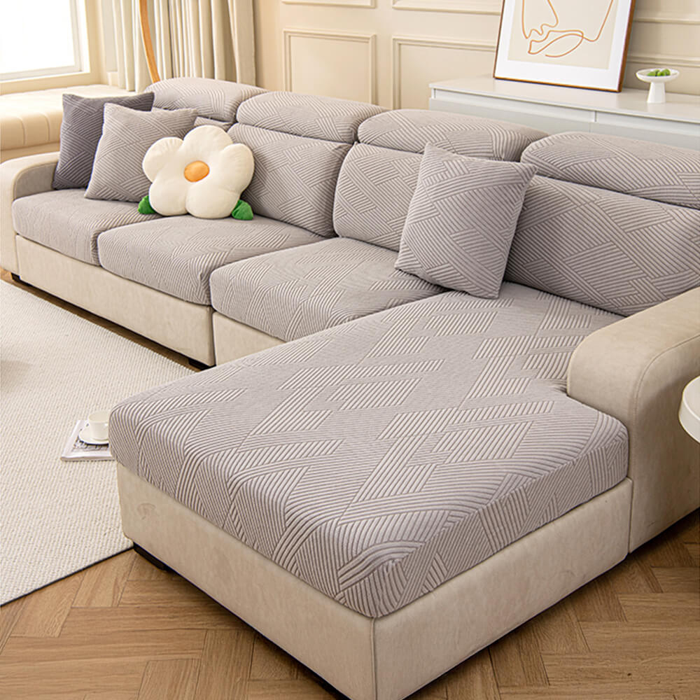 Modern Geometric Stretch Full-Wrap Magic Sectional Couch Cover