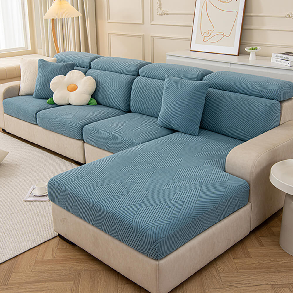 Modern Geometric Stretch Full-Wrap Magic Sectional Couch Cover