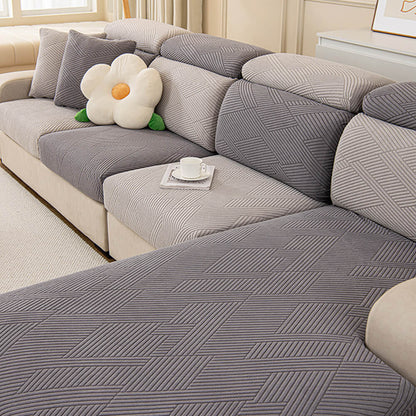 Modern Geometric Stretch Full-Wrap Magic Sectional Couch Cover