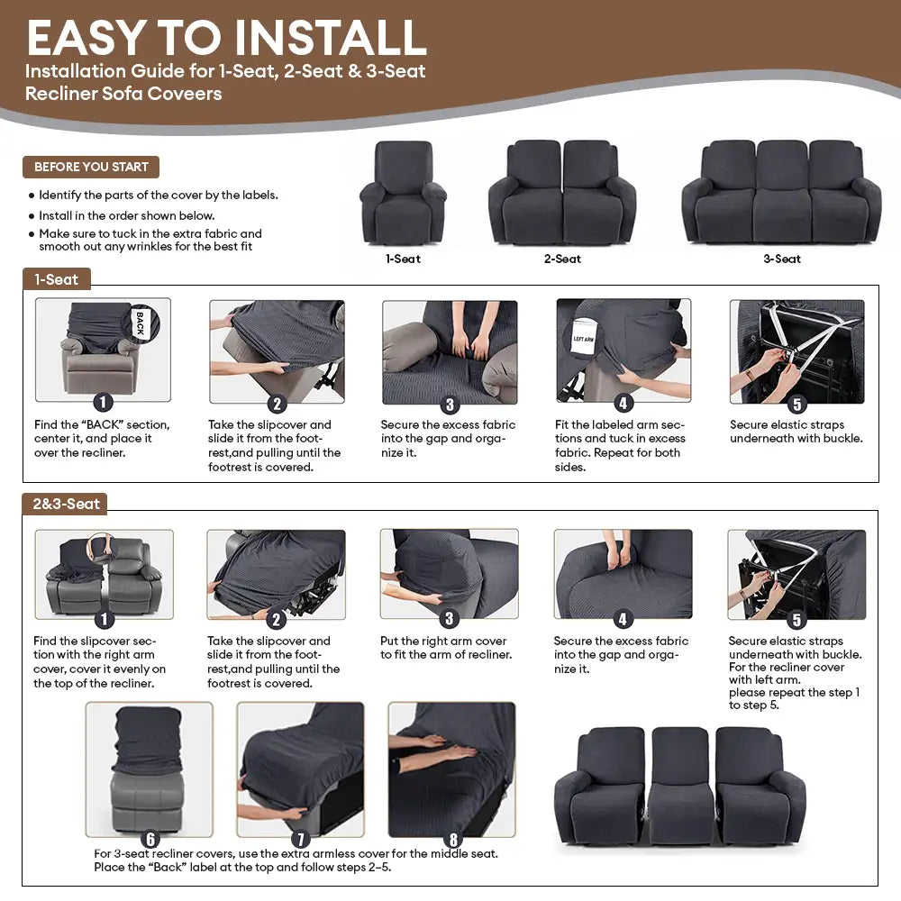 Chenille Herringbone Elastic Full-Coverage Recliner Couch Cover