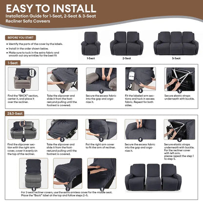 Chenille Herringbone Elastic Full-Coverage Recliner Couch Cover