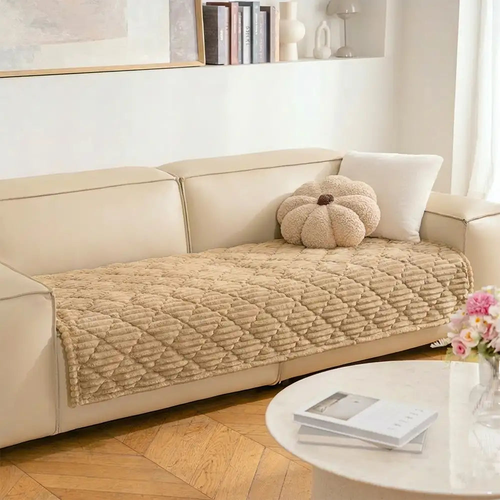 Fluffy Fuzzy Pet-Friendly Sofa Protector One-Piece Washable Couch Cover Pet Mat