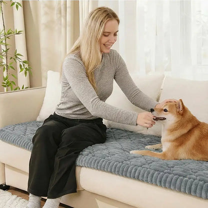 Fluffy Fuzzy Pet-Friendly Sofa Protector One-Piece Washable Couch Cover Pet Mat
