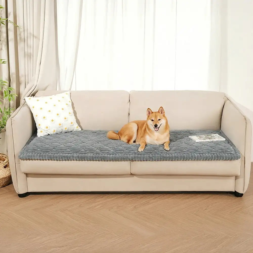 Fluffy Fuzzy Pet-Friendly Sofa Protector One-Piece Washable Couch Cover Pet Mat