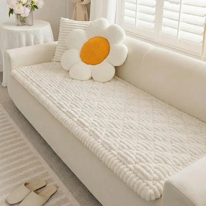 Fluffy Fuzzy Pet-Friendly Sofa Protector One-Piece Washable Couch Cover Pet Mat