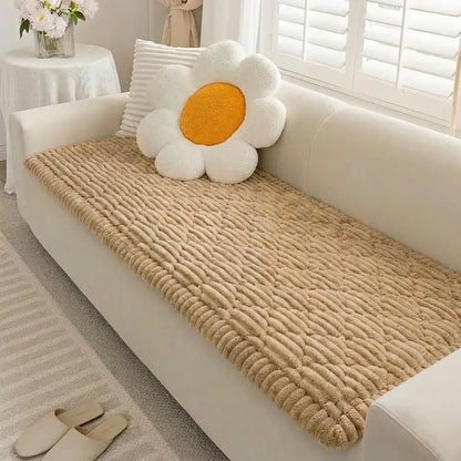 Fluffy Fuzzy Pet-Friendly Sofa Protector One-Piece Washable Couch Cover Pet Mat