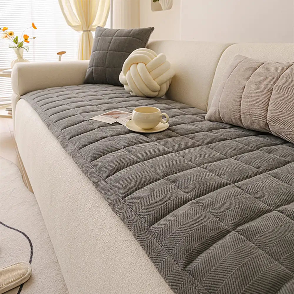 Herringbone Chenille Elegant Breathable Sofa Decoration One-Piece Non-slip Couch Cover