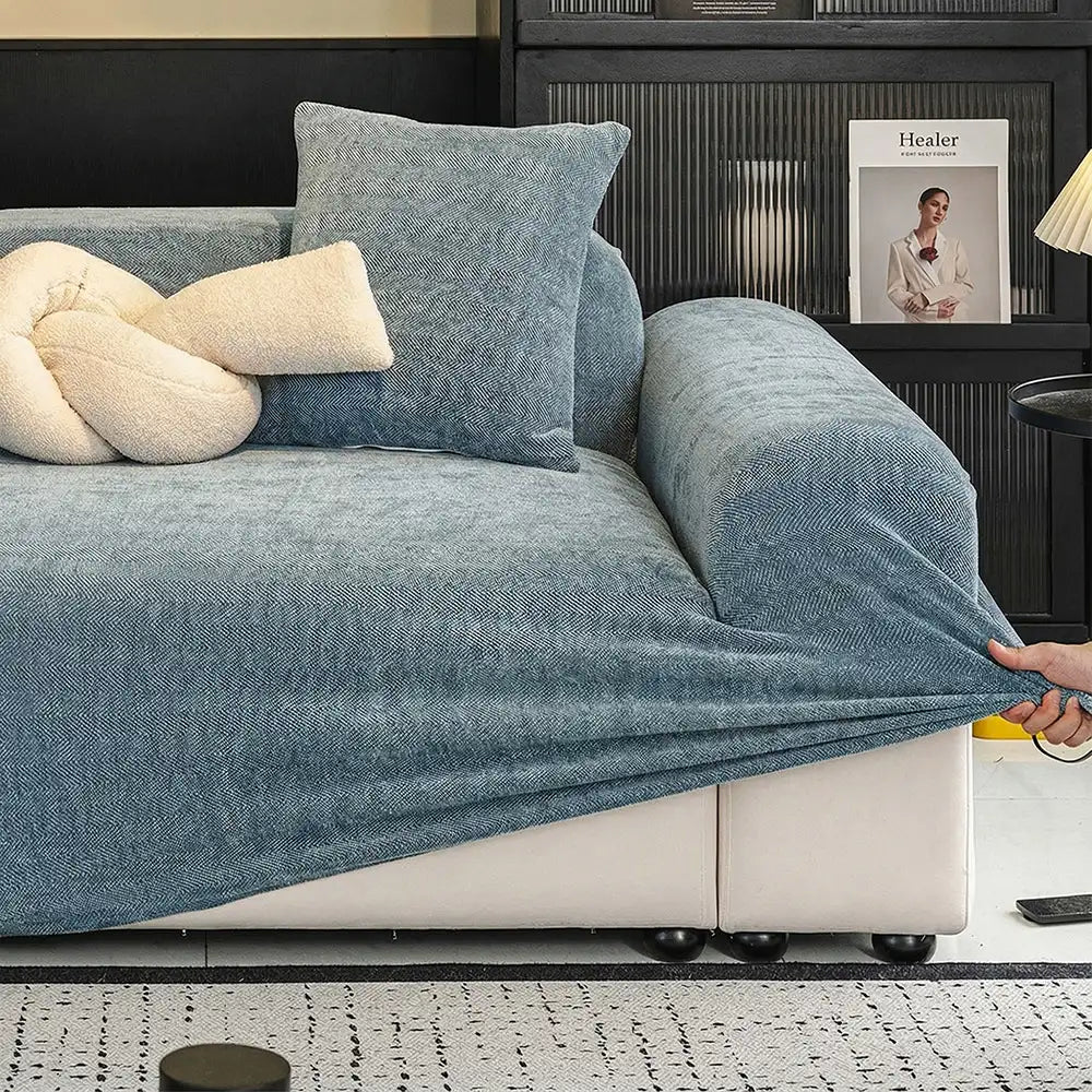 Herringbone Full Coverage Scratch-Resistant Sofa Protection Magic Stretch Couch Cover