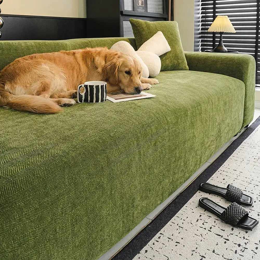 Herringbone Full Coverage Scratch-Resistant Sofa Protection Magic Stretch  Sectional Couch Cover