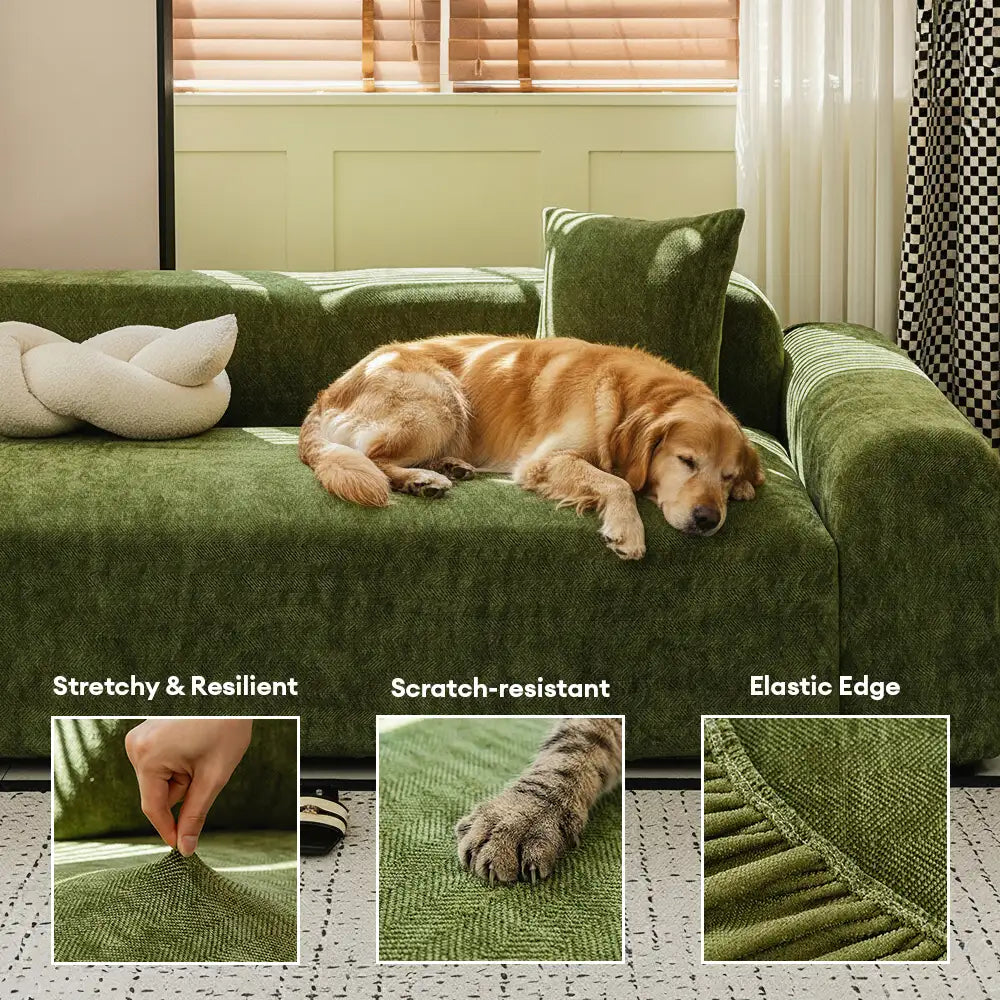 Herringbone Full Coverage Scratch-Resistant Sofa Protection Magic Stretch Couch Cover