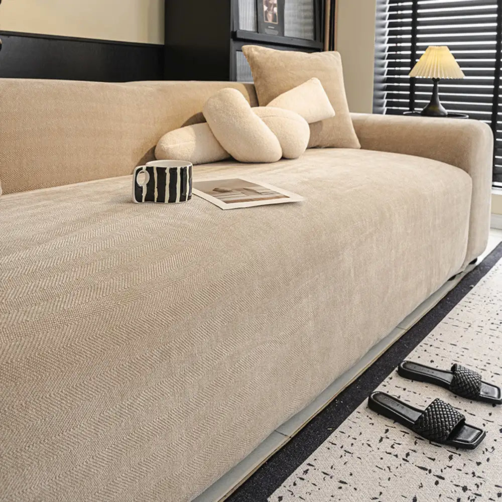 Herringbone Full Coverage Scratch-Resistant Sofa Protection Magic Stretch  Sectional Couch Cover