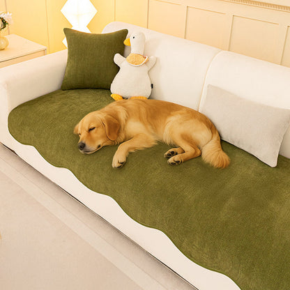 Minimalist Herringbone Chenille Non-Slip Wavy Edge Couch Cover