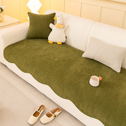 Minimalist Herringbone Chenille Non-Slip Wavy Edge Couch Cover