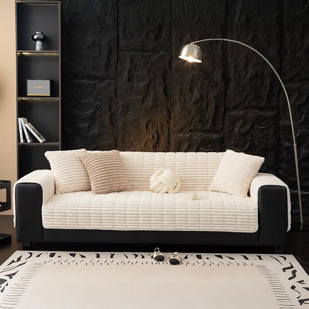 One-Piece Cozy Flannel Sofa Protection Non-Slip Waterproof Sectional Couch Cover