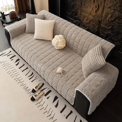 Waterproof One-Piece Cozy Flannel Sofa Protection Non-Slip Couch Cover