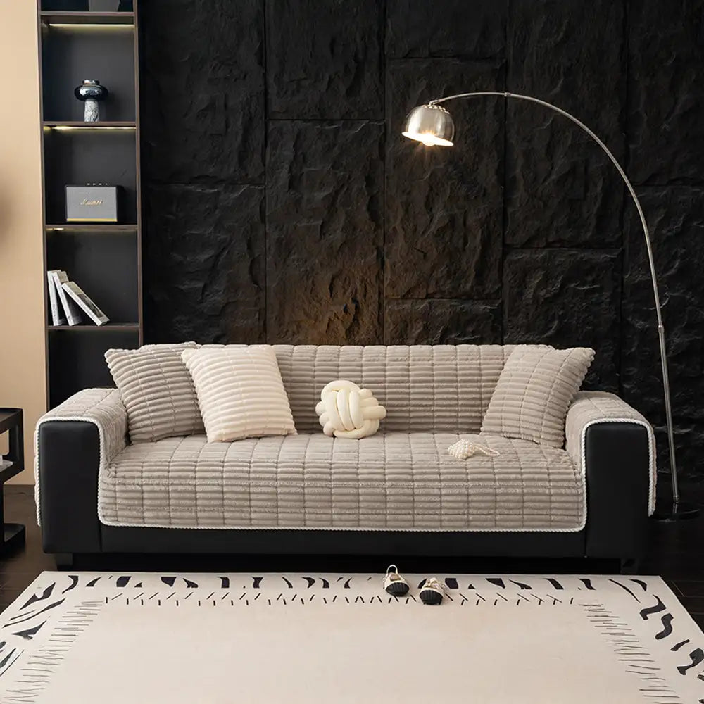 One-Piece Cozy Flannel Sofa Protection Non-Slip Waterproof Sectional Couch Cover