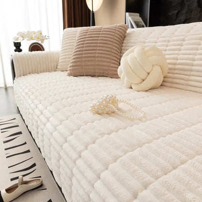 One-Piece Cozy Flannel Sofa Protection Non-Slip Waterproof Sectional Couch Cover