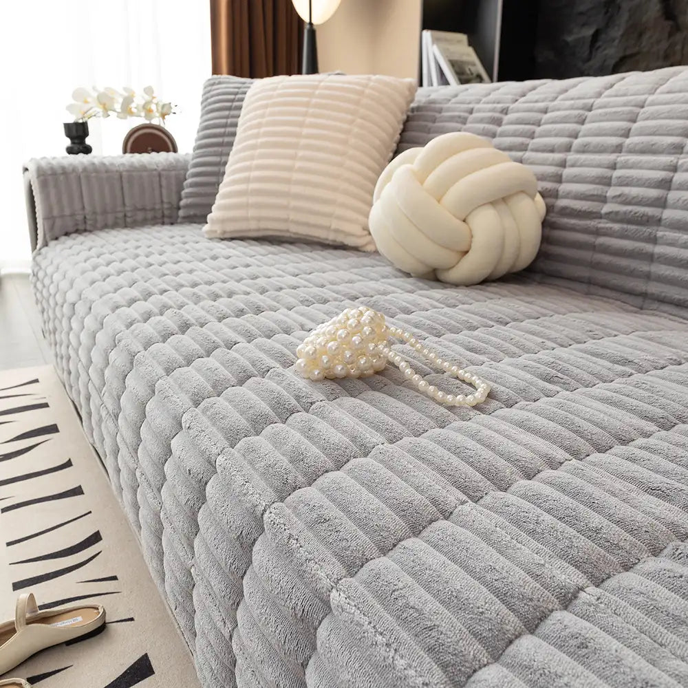 One-Piece Cozy Flannel Sofa Protection Non-Slip Waterproof Sectional Couch Cover