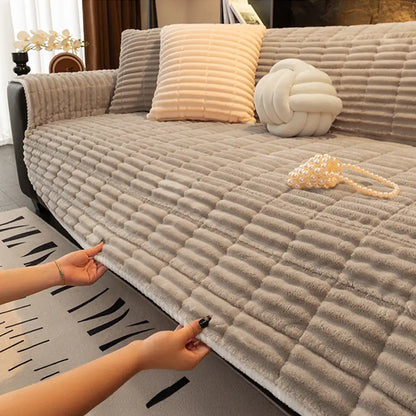 Waterproof One-Piece Cozy Flannel Sofa Protection Non-Slip Couch Cover