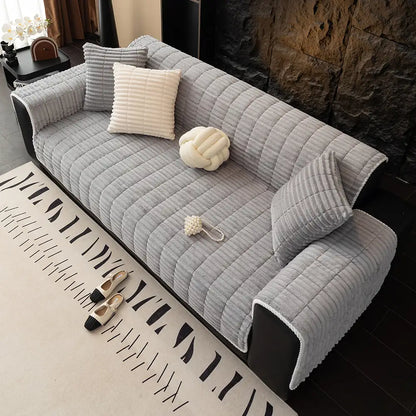 Waterproof One-Piece Cozy Flannel Sofa Protection Non-Slip Couch Cover