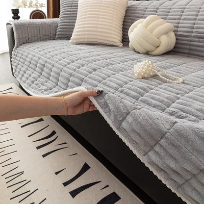 Waterproof One-Piece Cozy Flannel Sofa Protection Non-Slip Couch Cover