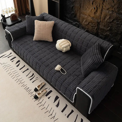 One-Piece Cozy Flannel Sofa Protection Non-Slip Waterproof Sectional Couch Cover