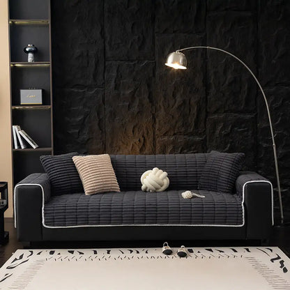 One-Piece Cozy Flannel Sofa Protection Non-Slip Waterproof Sectional Couch Cover