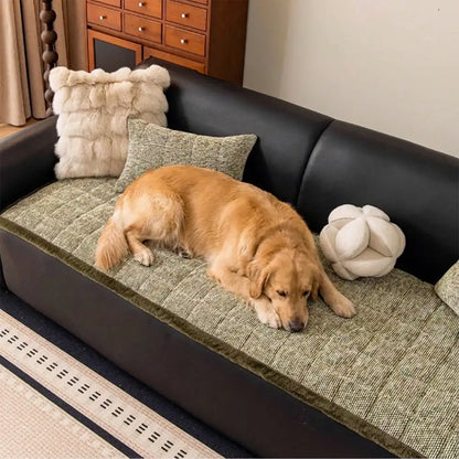 Pet-Friendly Chenille Textured One-Piece Non-Slip Couch Cover with Frayed Edges