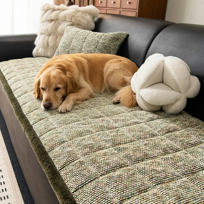 Pet-Friendly Chenille Textured One-Piece Non-Slip Couch Cover with Frayed Edges