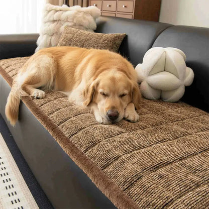 Pet-Friendly Chenille Textured One-Piece Non-Slip Couch Cover with Frayed Edges