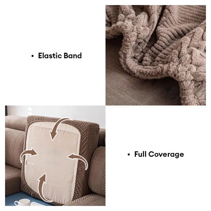 Polar Fleece Soft Antistatic Protection Sofa Stretch Full Wrap Sectional Couch Cover