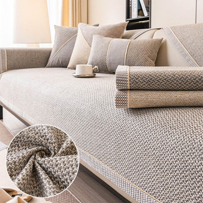 Breathable Woven Cotton Linen Non-Slip Sectional Couch Cover