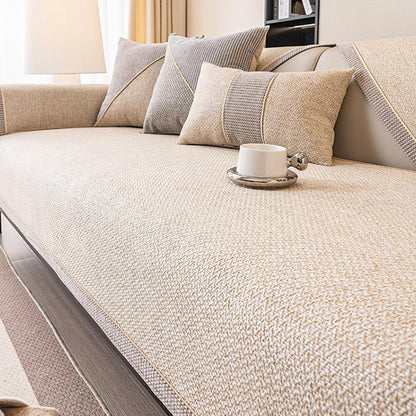 Breathable Woven Cotton Linen Non-Slip Sectional Couch Cover
