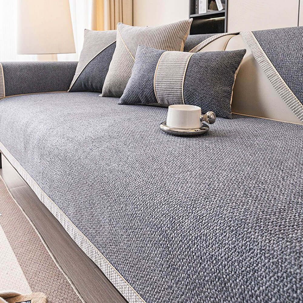 Breathable Woven Cotton Linen Non-Slip Sectional Couch Cover
