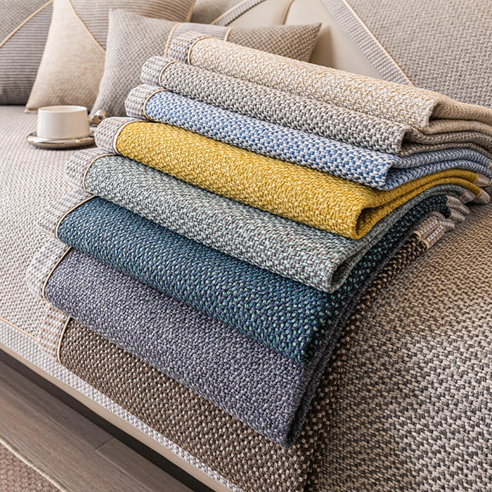 Breathable Woven Cotton Linen Non-Slip Sectional Couch Cover