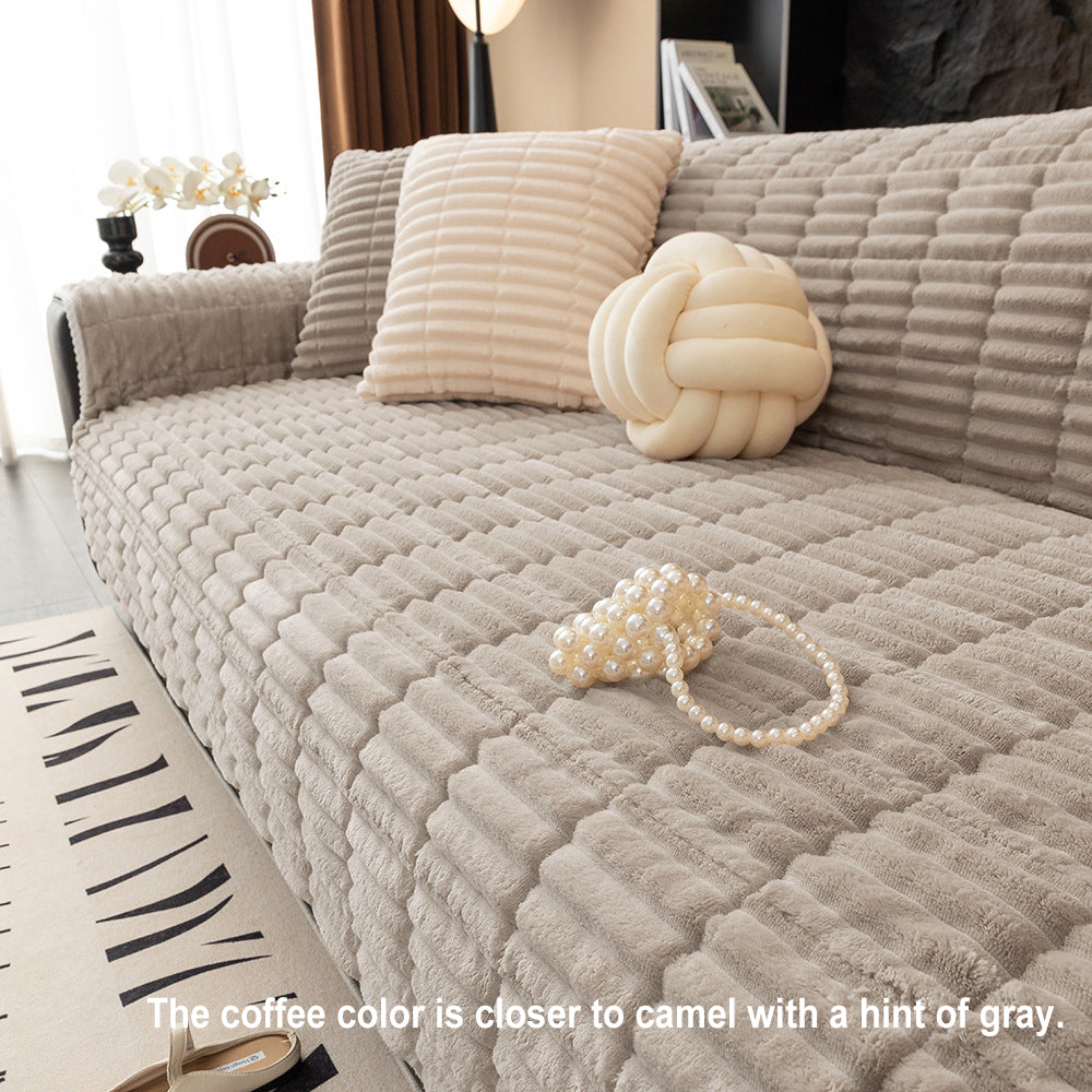 Waterproof One-Piece Cozy Flannel Sofa Protection Non-Slip Couch Cover