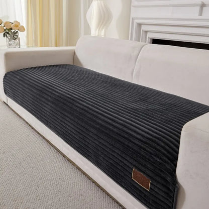 Furry Striped Sofa Protection Non-Slip Plush Recliner Couch Cover Sectional Couch Cover - Solid