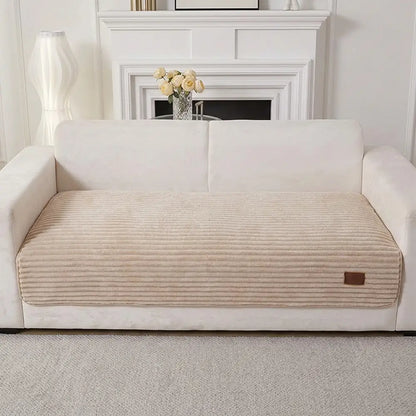 Furry Striped Sofa Protection Non-Slip Plush Recliner Couch Cover Sectional Couch Cover - Solid