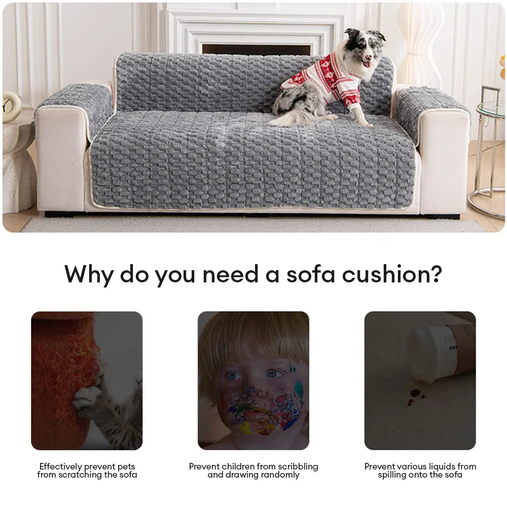 Fuzzy Bubble Plush One-Piece Pet-Friendly Sofa Protection Non-Slip Couch Cover