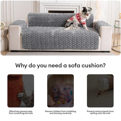 Fuzzy Bubble Plush One-Piece Pet-Friendly Sofa Protection Non-Slip Couch Cover