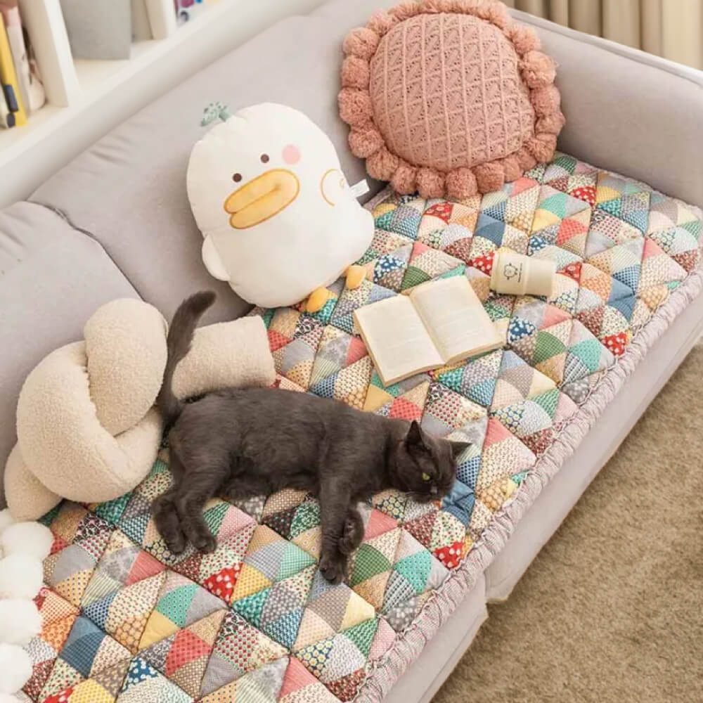Garden Chic Cotton One-Piece Pet Friendly Protective Couch Cover