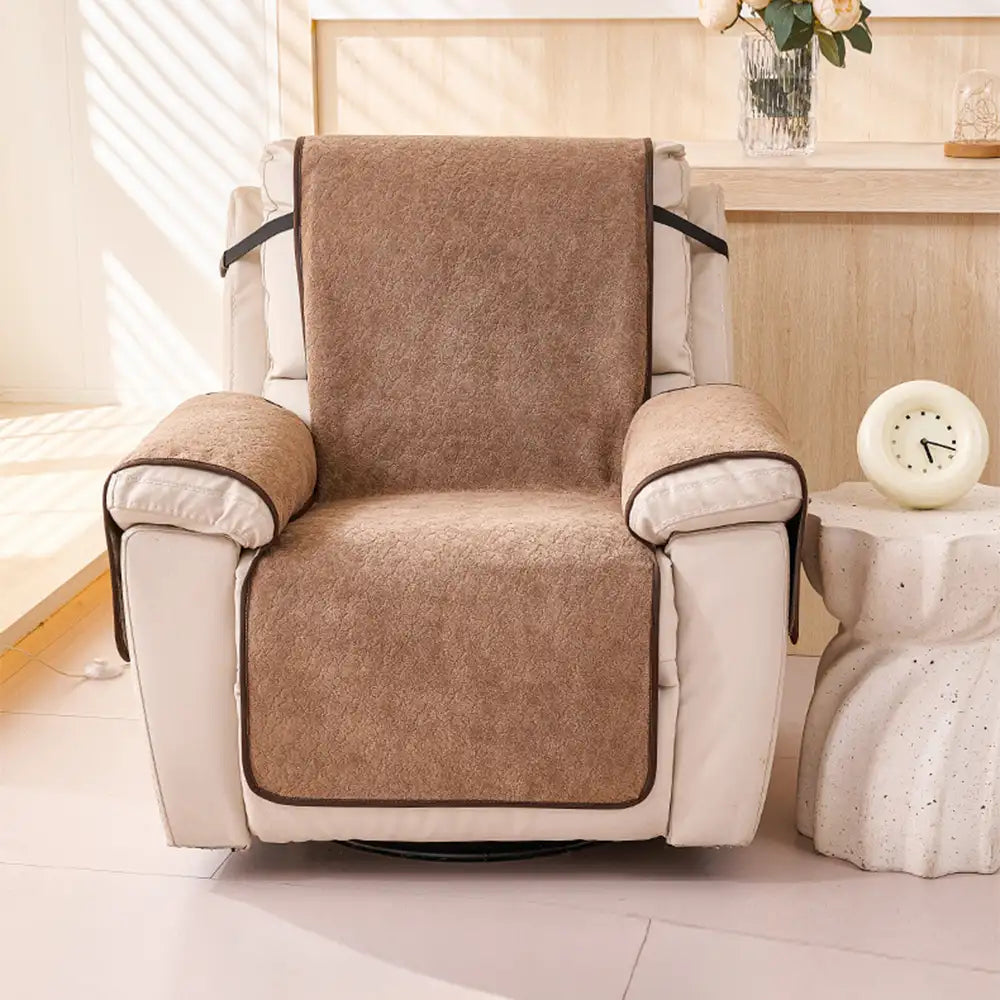 Chenille Scratch-Resistant Recliner Couch Cover With Straps - Snowflake