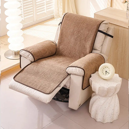 Chenille Scratch-Resistant Recliner Couch Cover With Straps - Snowflake