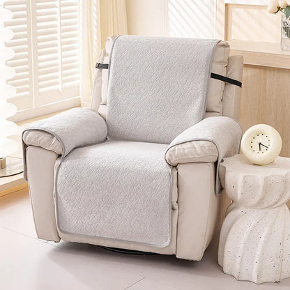Chenille Scratch-Resistant Recliner Couch Cover With Straps - Snowflake