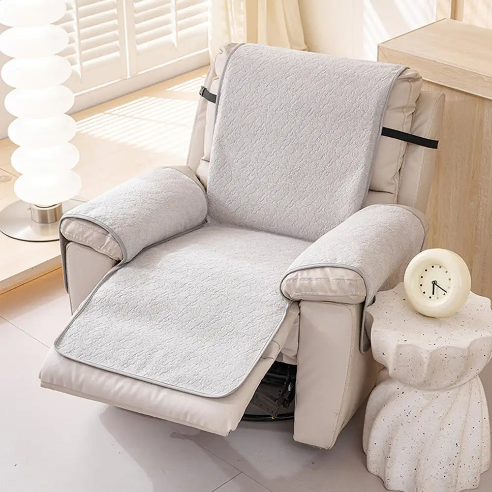 Chenille Scratch-Resistant Recliner Couch Cover With Straps - Snowflake