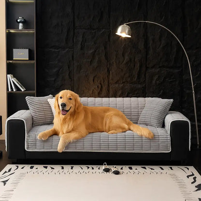 Waterproof One-Piece Cozy Flannel Sofa Protection Non-Slip Couch Cover